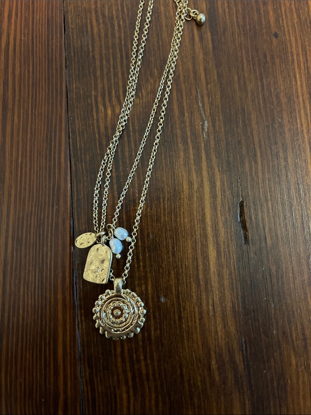 Free People Gold Plated Layered Pendant Necklace